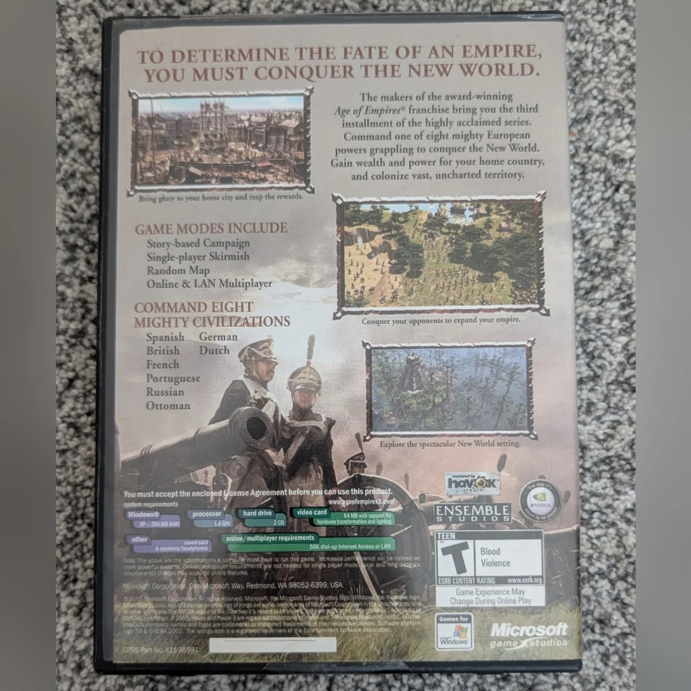 PC Game Age of Empires III Microsoft 3 Disc Set 2005 Video Game w/ Product Key